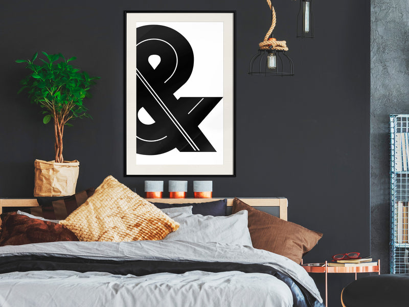 Poster - Ampersand (Black and White)  - zwart passepartout