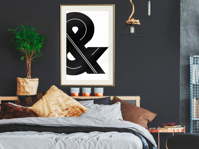 Poster - Ampersand (Black and White)  - goud passepartout