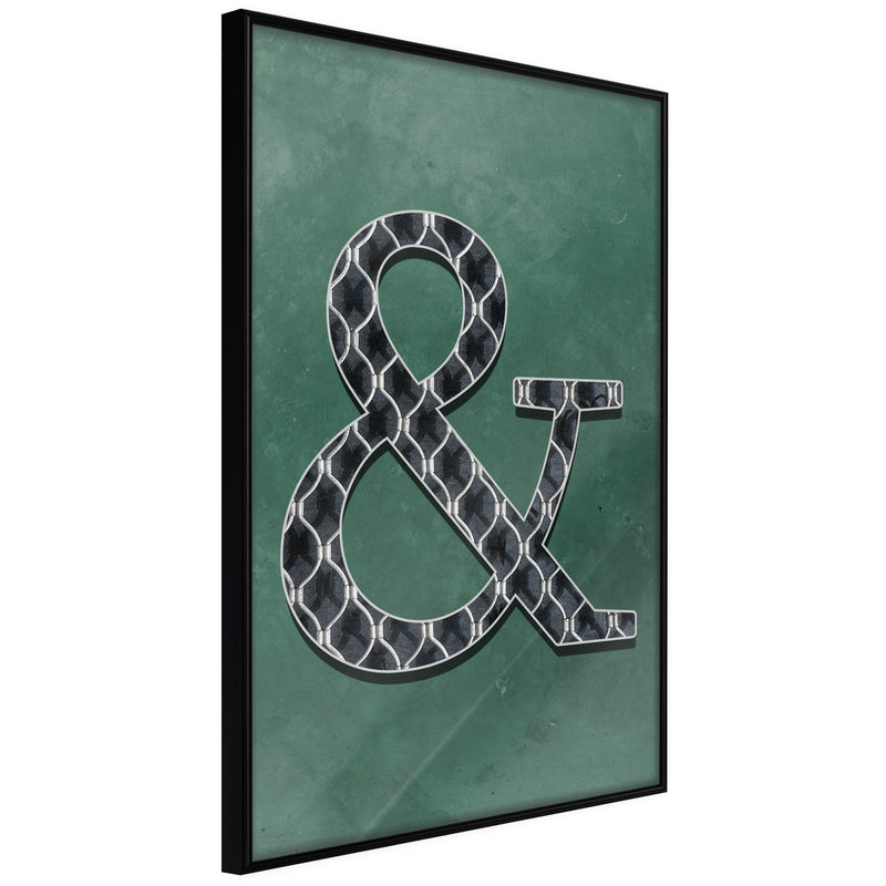 Poster - Ampersand on Green Background  - zwart