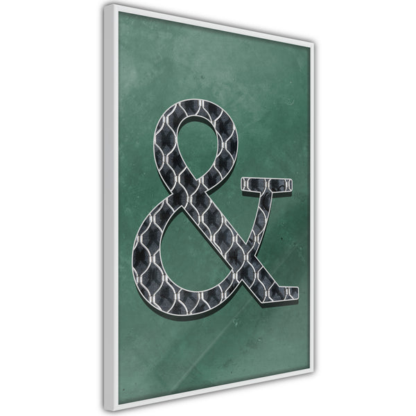 Poster - Ampersand on Green Background  - wit