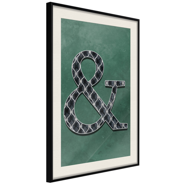 Poster - Ampersand on Green Background  - zwart passepartout