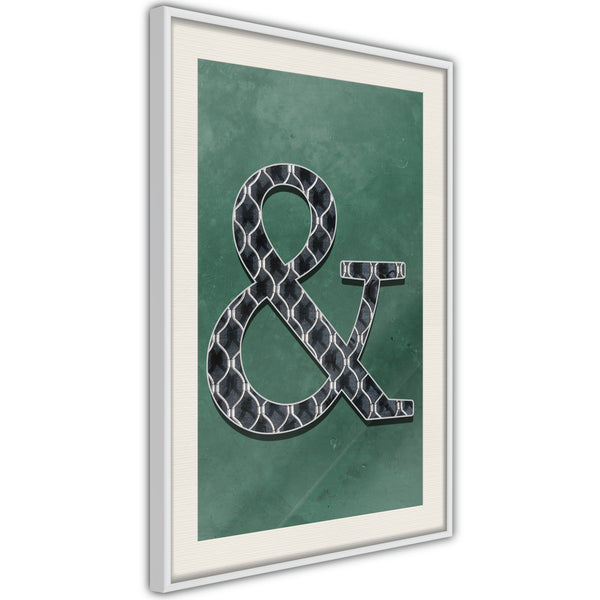 Poster - Ampersand on Green Background  - wit passepartout