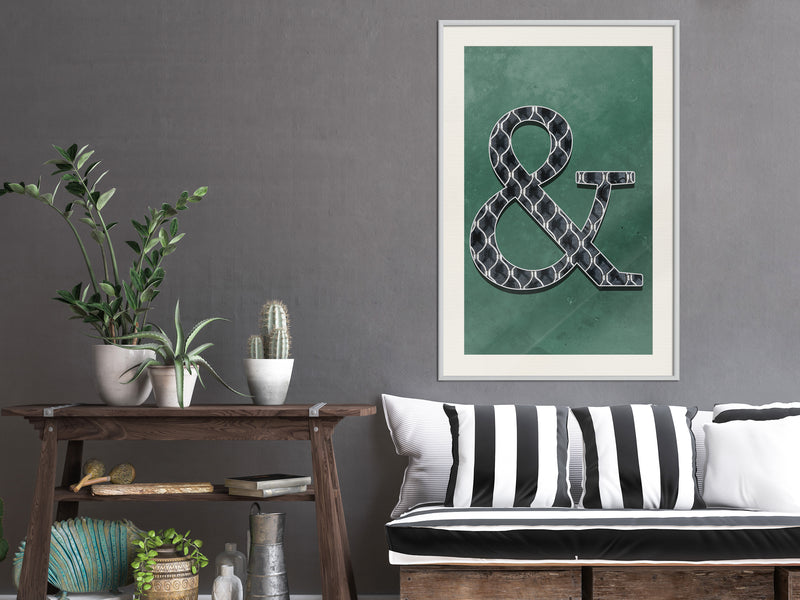 Poster - Ampersand on Green Background  - wit passepartout