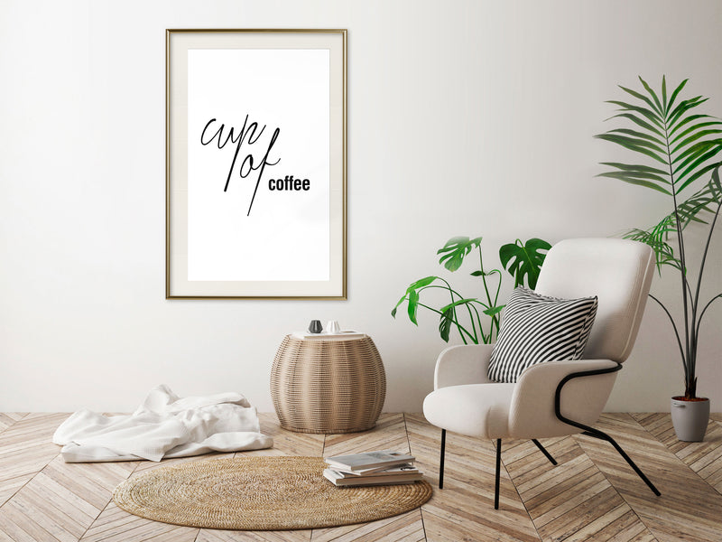 Poster - Caffeine Needed  - goud passepartout