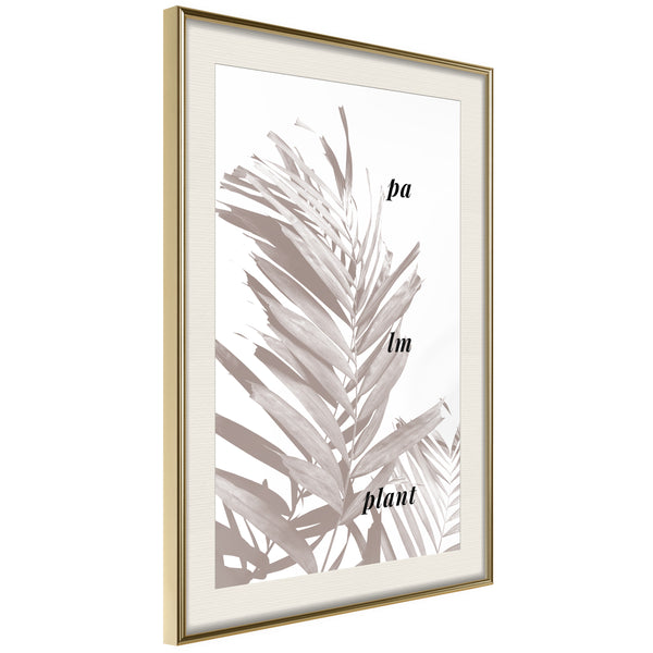 Poster - Beige Palm  - goud passepartout