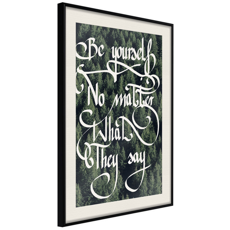 Poster - Be Yourself  - zwart passepartout