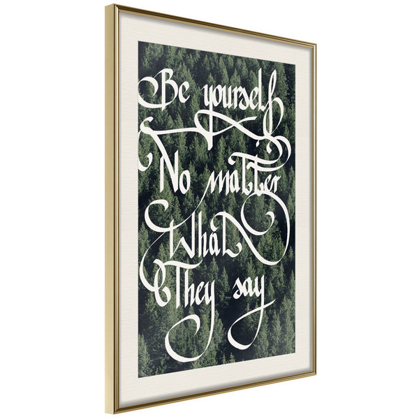 Poster - Be Yourself  - goud passepartout