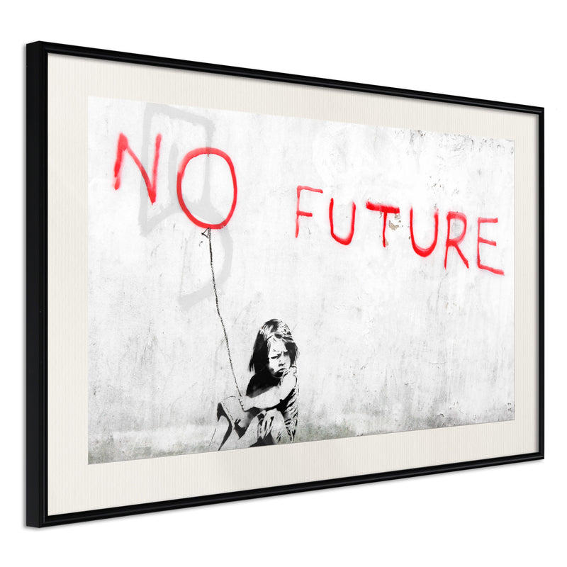 Poster - Banksy: No Future  - zwart passepartout