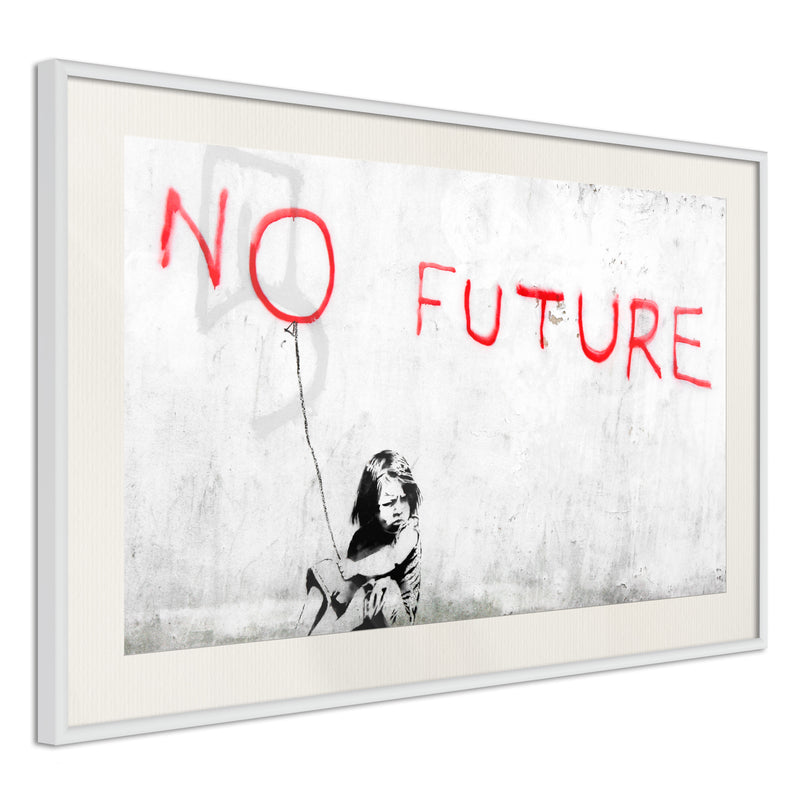 Poster - Banksy: No Future  - wit passepartout