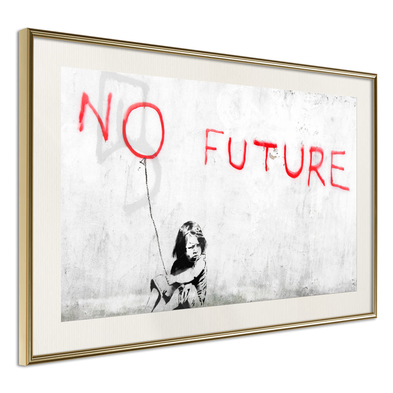 Poster - Banksy: No Future  - goud passepartout