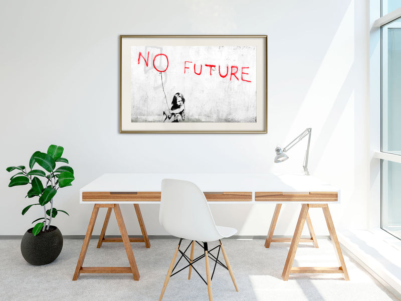 Poster - Banksy: No Future  - goud passepartout