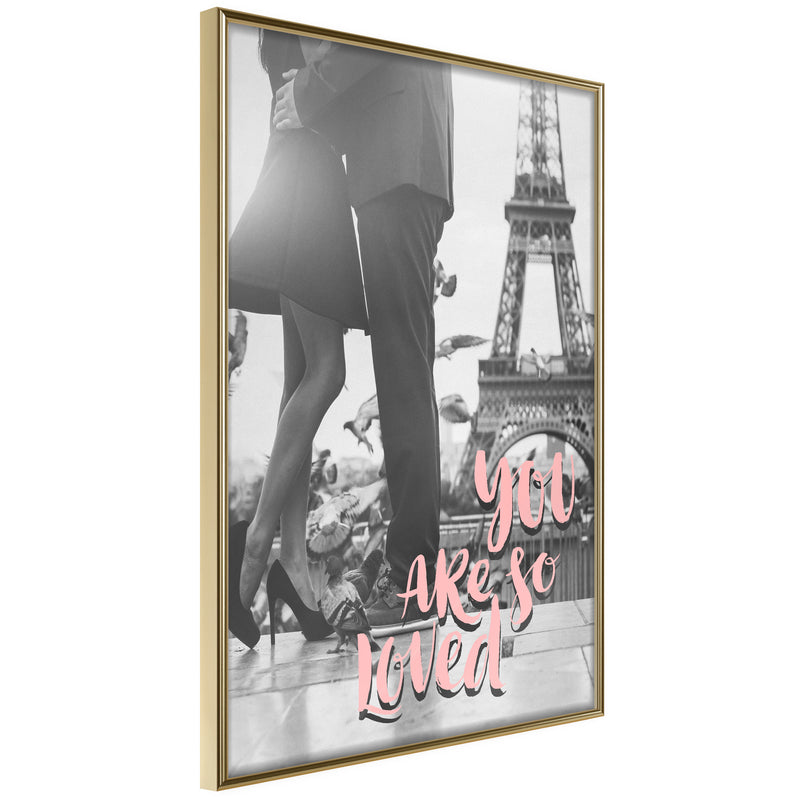 Poster - Love in Paris  - goud