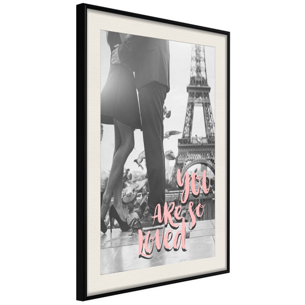 Poster - Love in Paris  - zwart passepartout