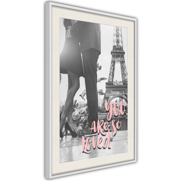 Poster - Love in Paris  - wit passepartout