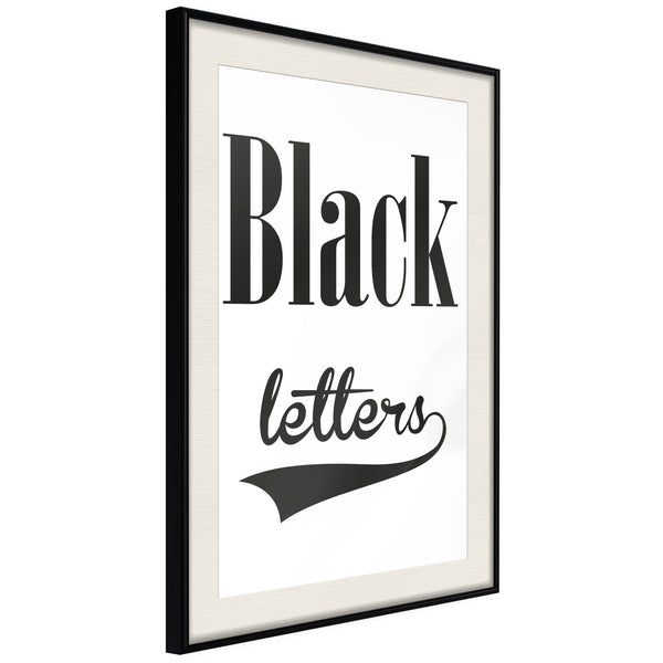 Poster - Black Lettering  - zwart passepartout