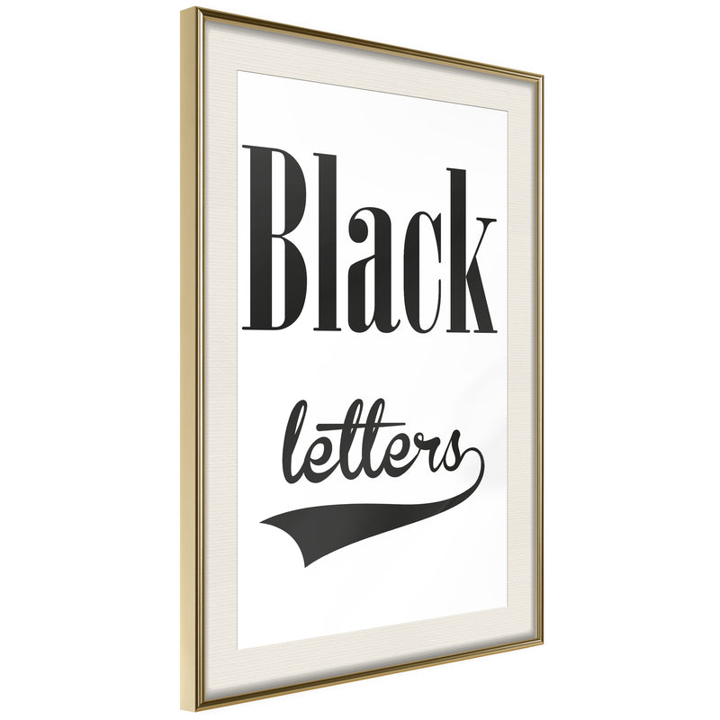 Poster - Black Lettering  - goud passepartout