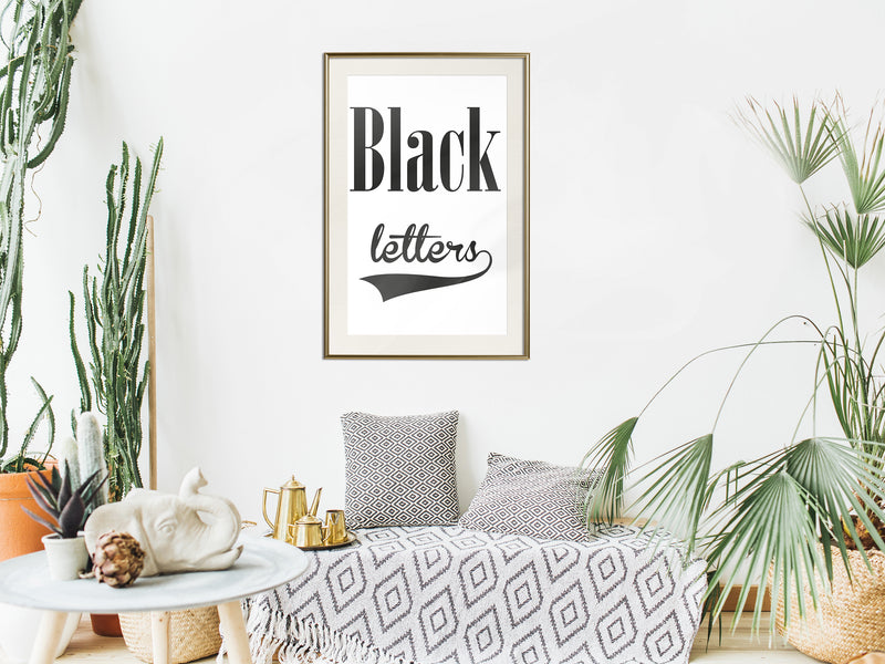 Poster - Black Lettering  - goud passepartout