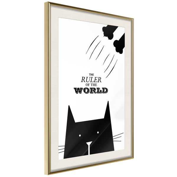 Poster - Bossy Cat  - goud passepartout