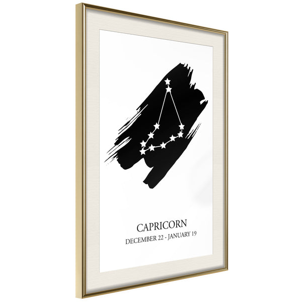 Poster - Zodiac: Capricorn I  - goud passepartout