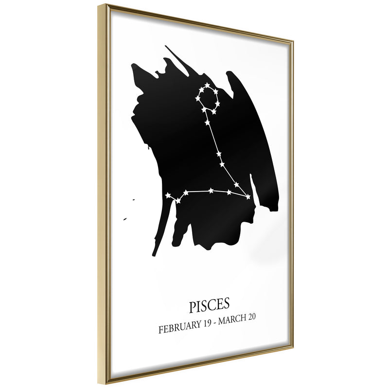 Poster - Zodiac: Pisces I  - goud