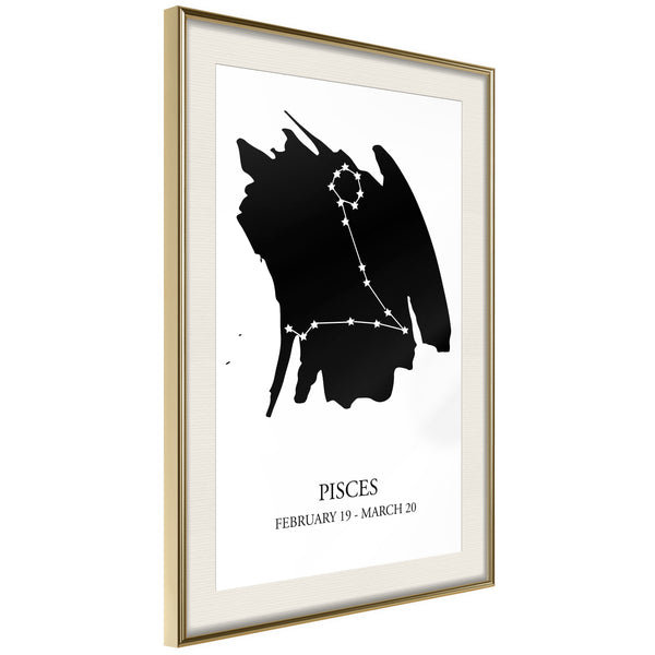 Poster - Zodiac: Pisces I  - goud passepartout