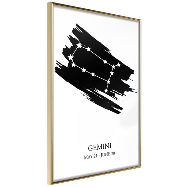 Poster - Zodiac: Gemini I  - goud