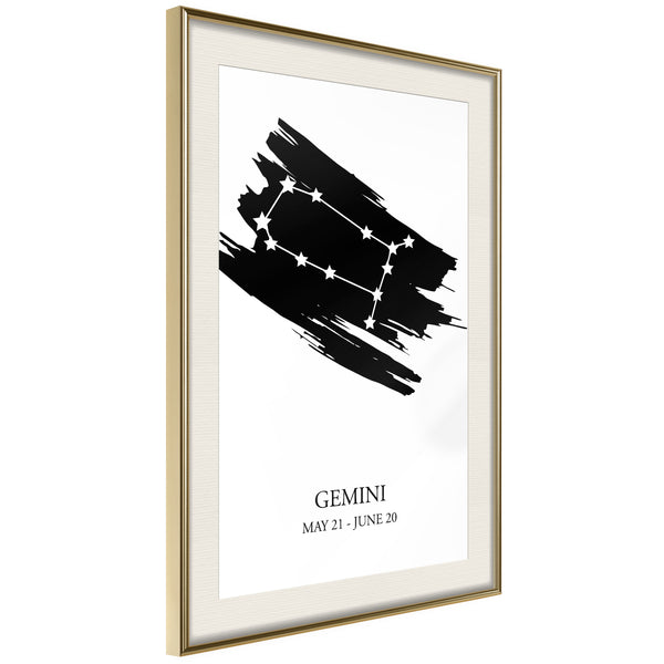 Poster - Zodiac: Gemini I  - goud passepartout