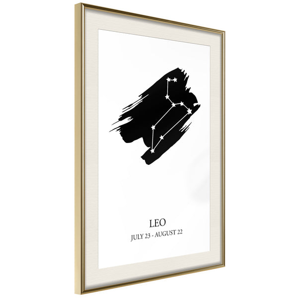 Poster - Zodiac: Leo I  - goud passepartout