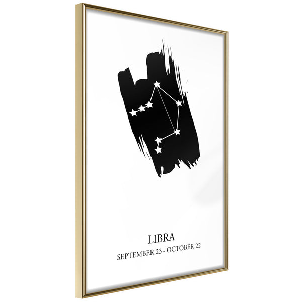 Poster - Zodiac: Libra I  - goud