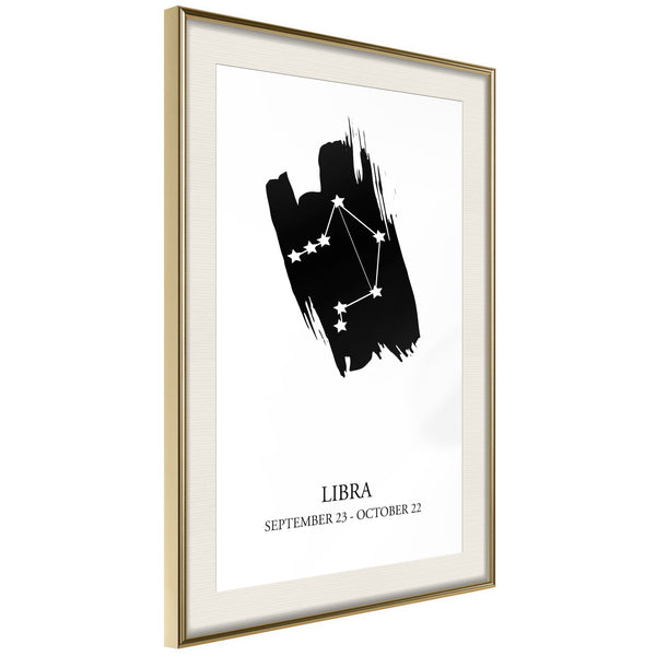 Poster - Zodiac: Libra I  - goud passepartout