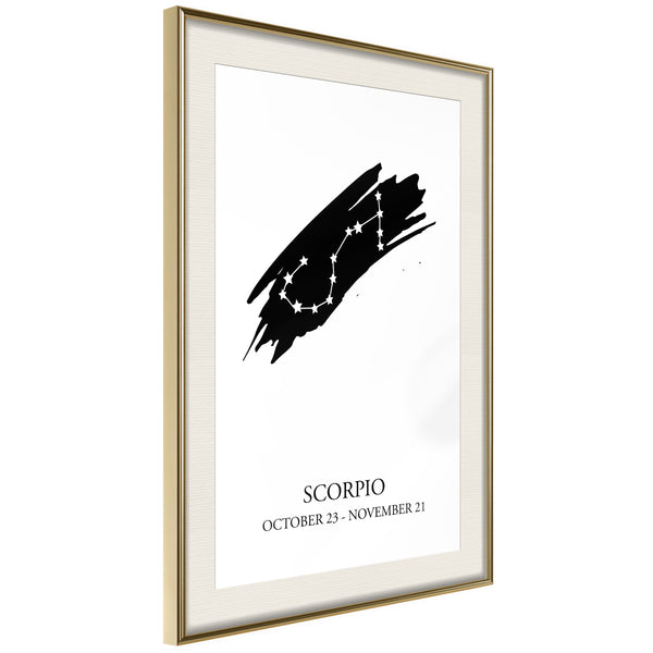 Poster - Zodiac: Scorpio I  - goud passepartout