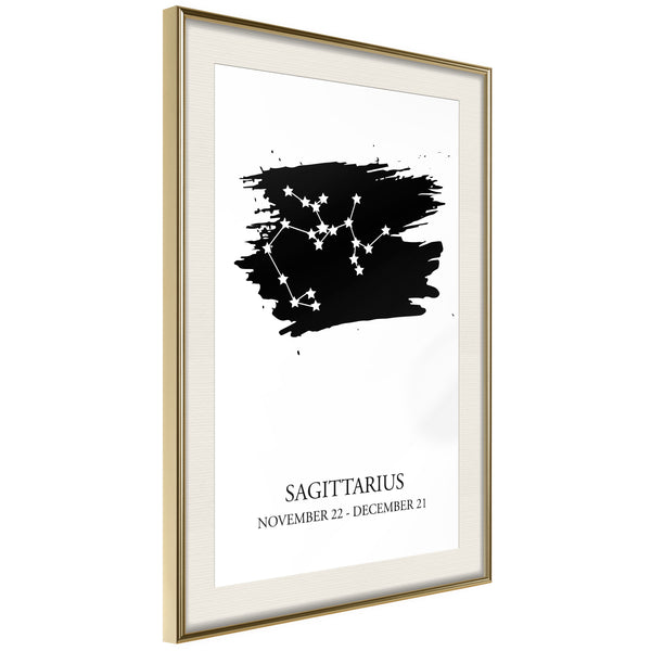 Poster - Zodiac: Sagittarius I  - goud passepartout