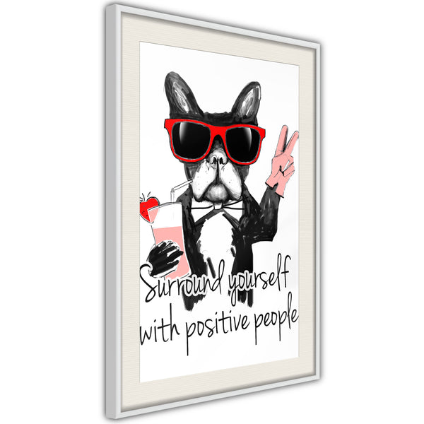 Poster - Positive Bulldog  - wit passepartout