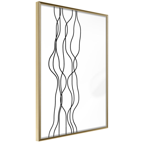 Poster - Wavy Lines  - goud