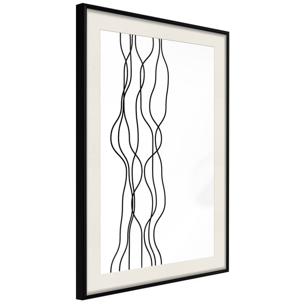 Poster - Wavy Lines  - zwart passepartout