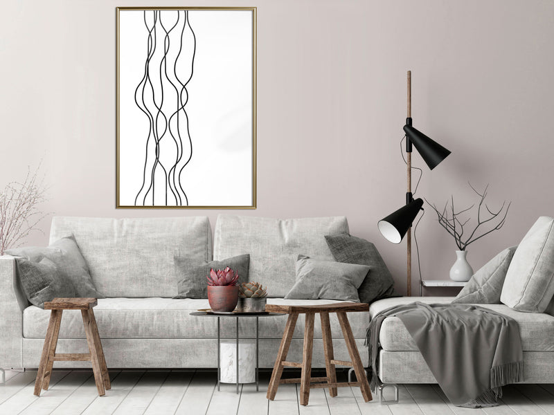 Poster - Wavy Lines  - goud