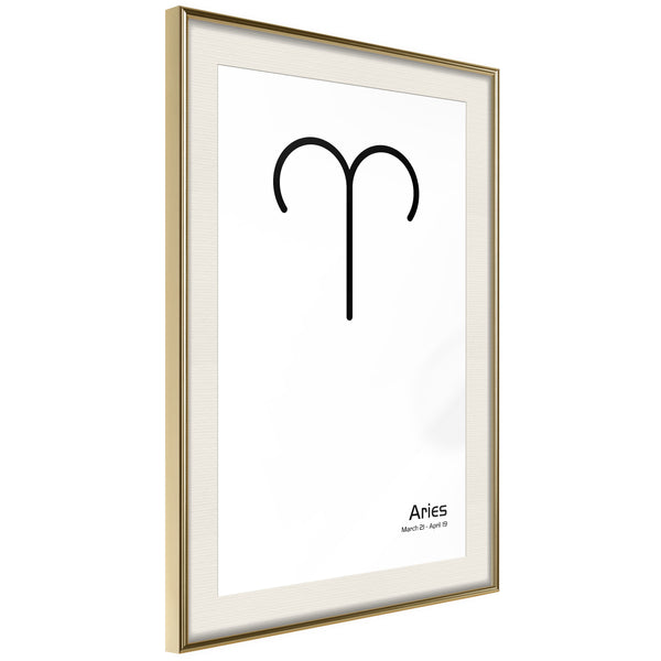 Poster - Zodiac: Aries II  - goud passepartout