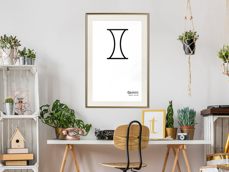 Poster - Zodiac: Gemini II  - goud passepartout