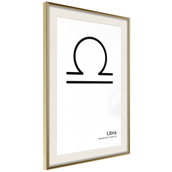 Poster - Zodiac: Libra II  - goud passepartout