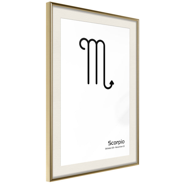 Poster - Zodiac: Scorpio II  - goud passepartout