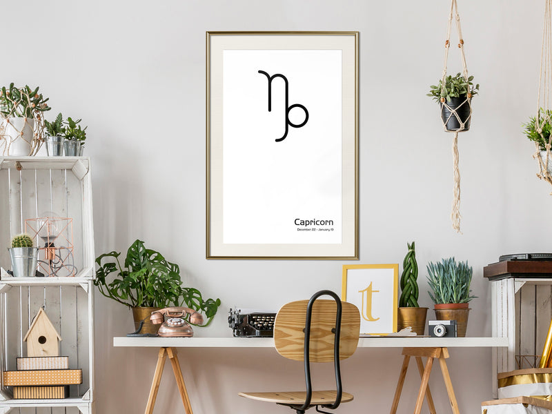 Poster - Zodiac: Capricorn II  - goud passepartout