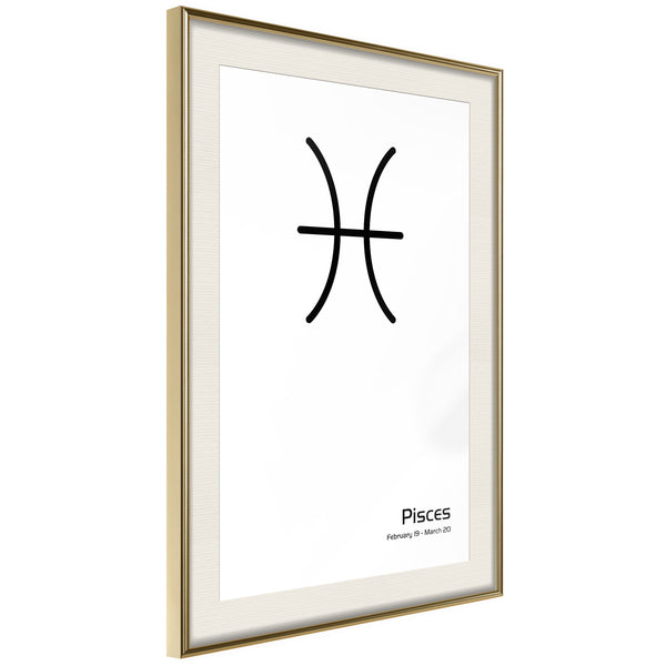 Poster - Zodiac: Pisces II  - goud passepartout