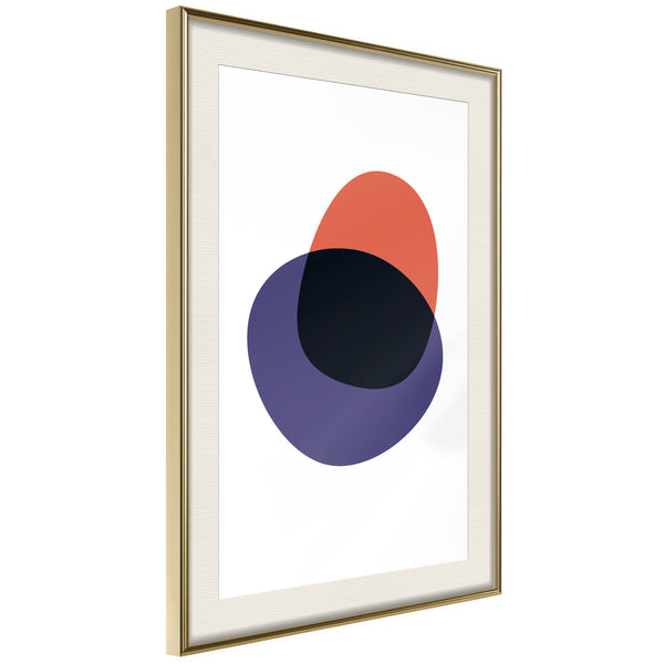 Poster - White, Orange, Violet and Black  - goud passepartout