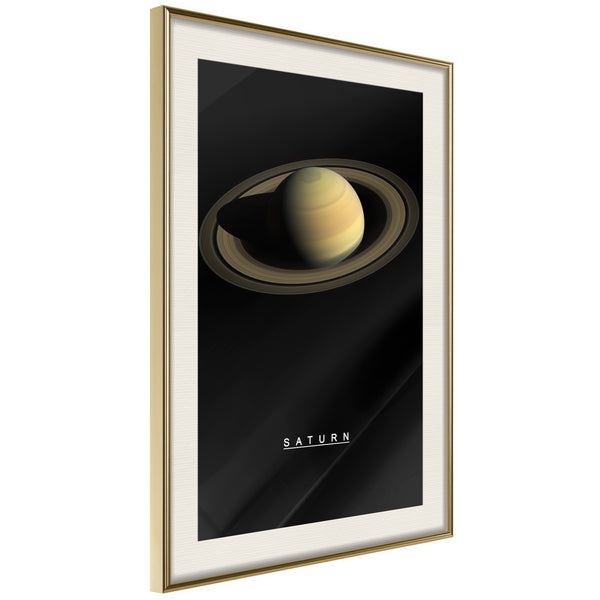 Poster - The Solar System: Saturn  - goud passepartout