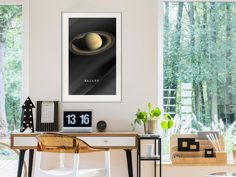 Poster - The Solar System: Saturn  - wit passepartout