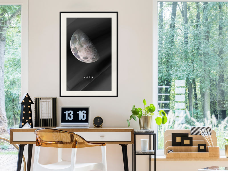 Poster - The Solar System: Moon  - zwart passepartout