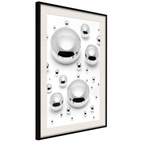 Poster - Silver Drops  - zwart passepartout