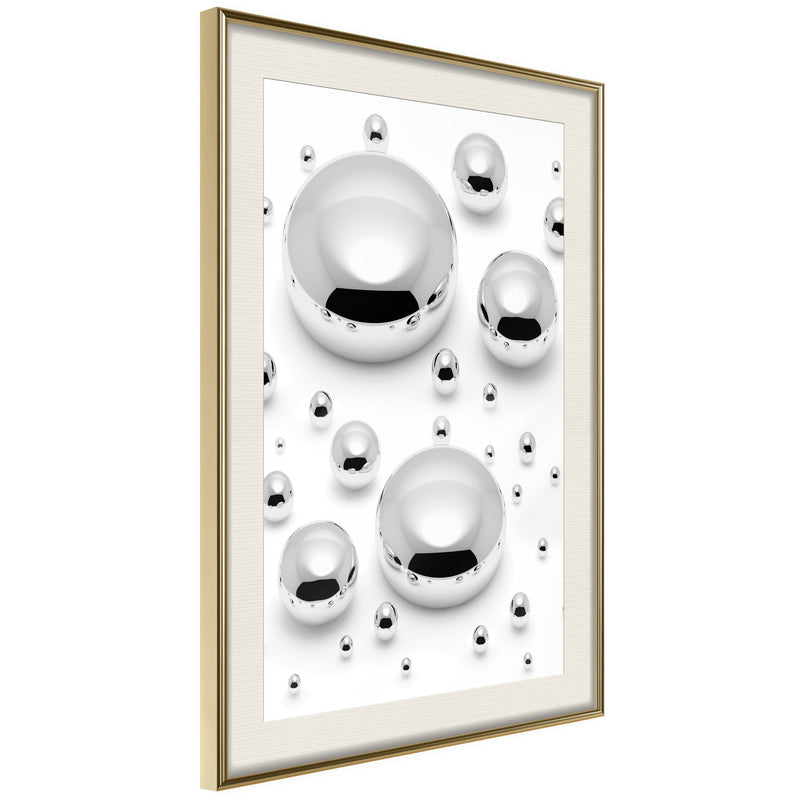 Poster - Silver Drops  - goud passepartout