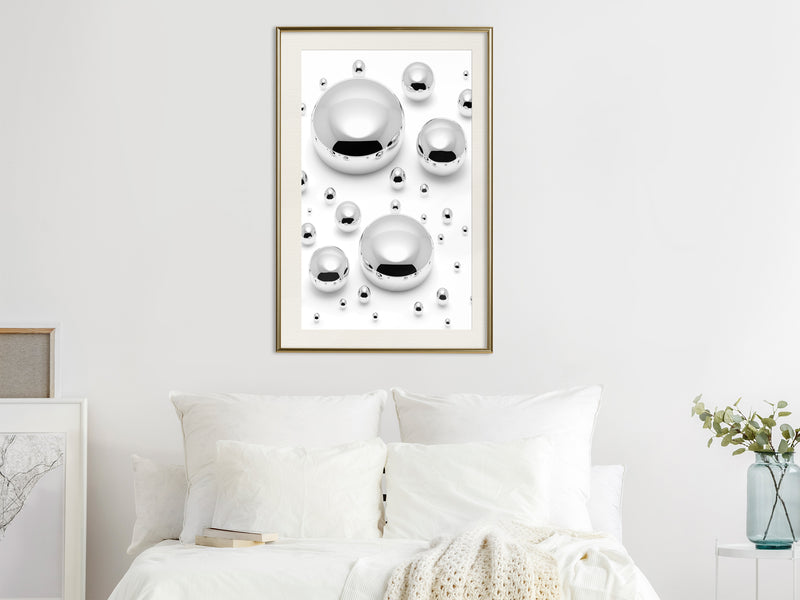 Poster - Silver Drops  - goud passepartout