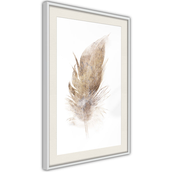 Poster - Lost Feather (Beige)  - wit passepartout